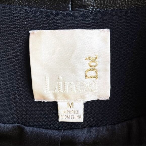 Line & Dot Leather Trim Tuxedo Blazer Jacket size medium - Picture 7 of 11